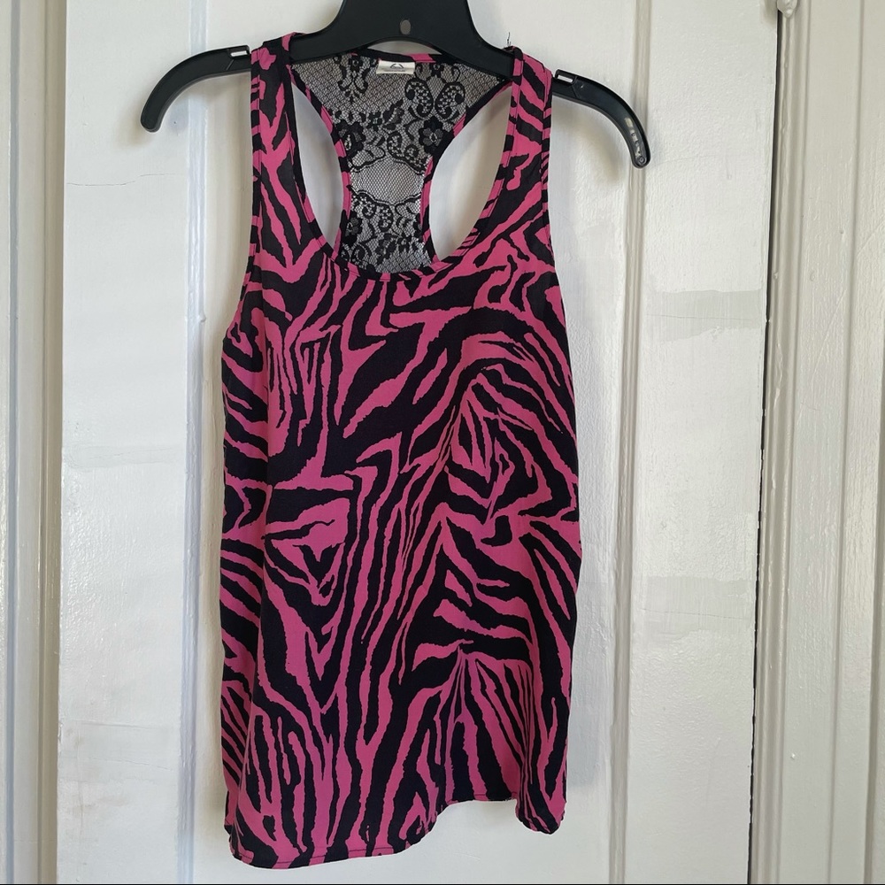 Leopard Lace Back Racerback Tank, Small - Picture 4 of 5